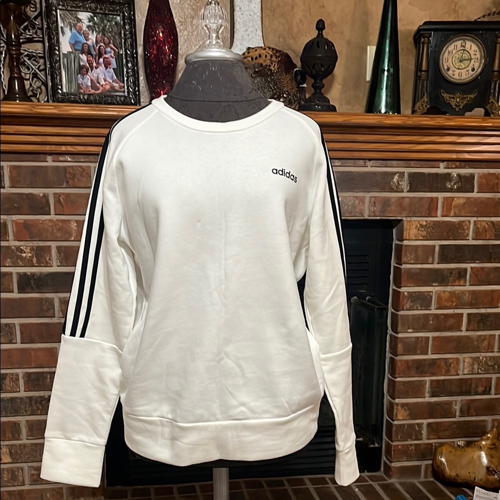 Adidas White Sweatshirt with Black Stripes